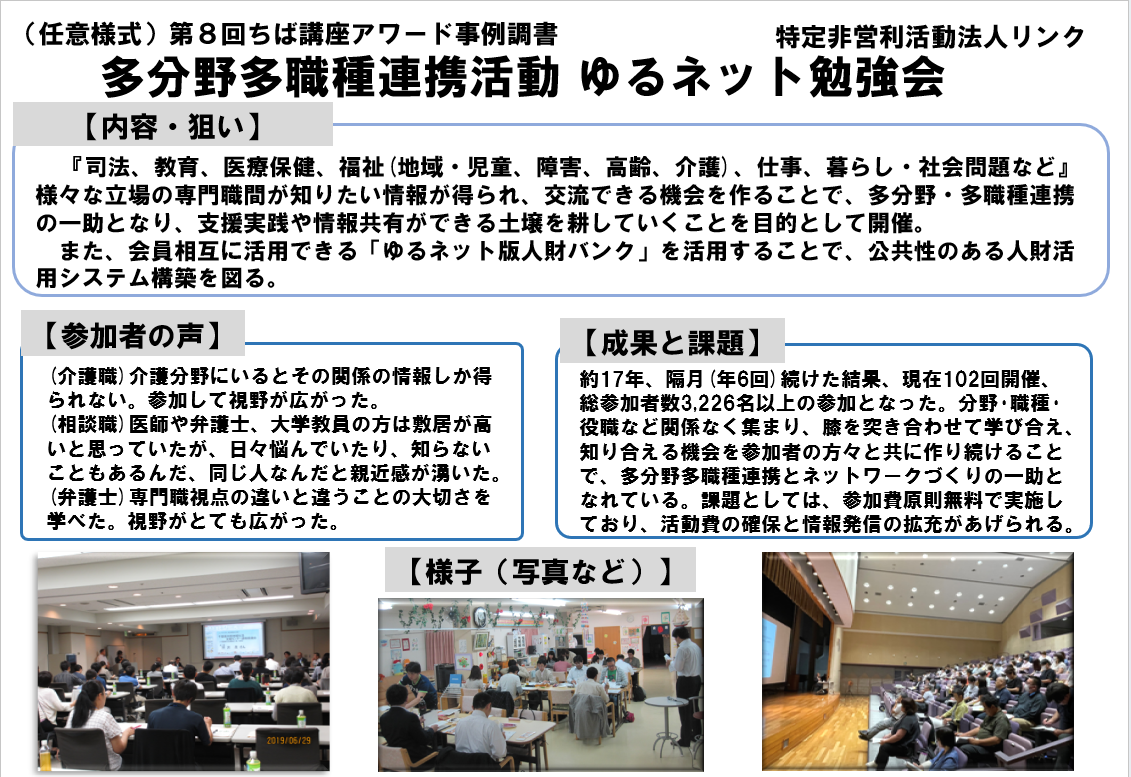 多分野多職種連携活動ゆるネット事例調書