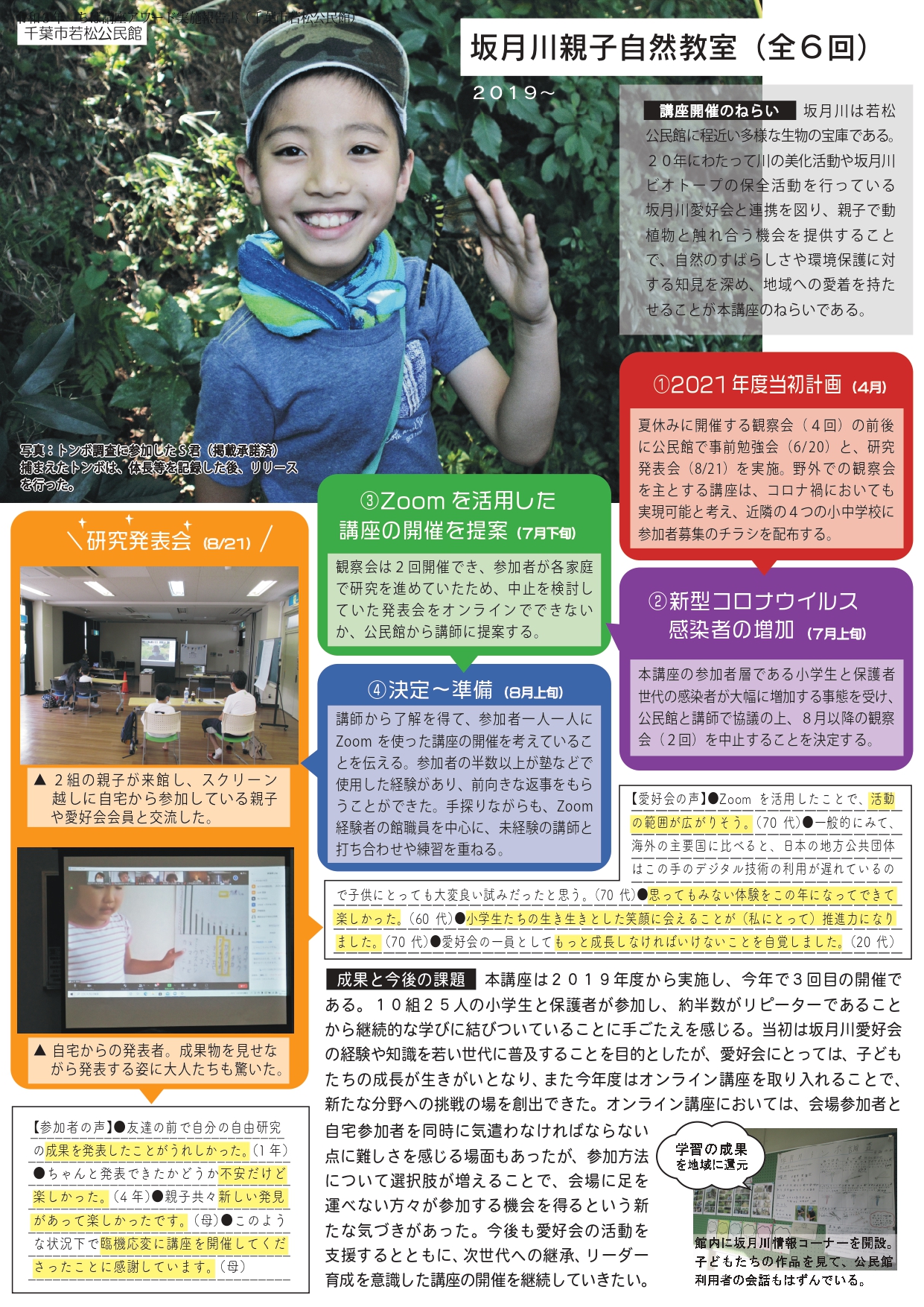 【実施報告書】千葉市若松公民館「坂月川親子自然教室」